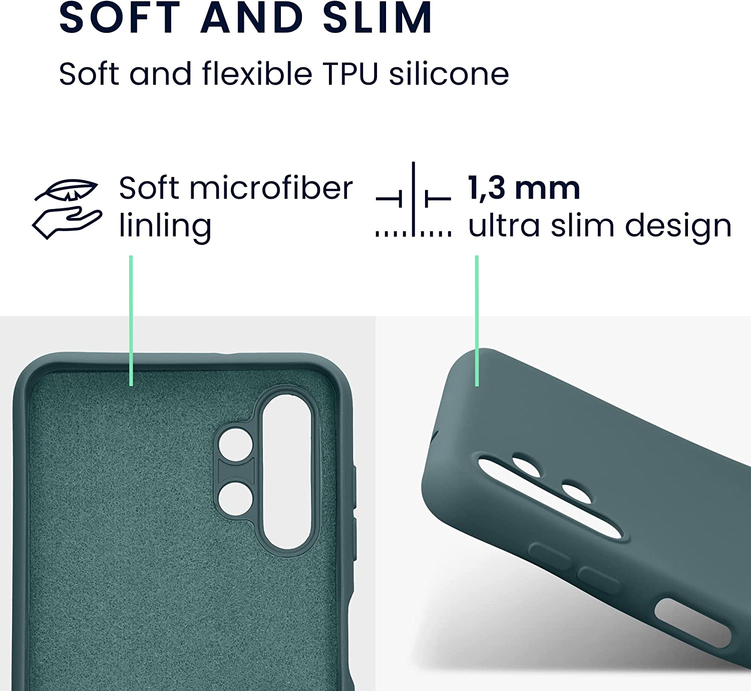 KW Samsung Galaxy A13 4G Θήκη Σιλικόνης Rubberized TPU - Blue Green - 58049.171