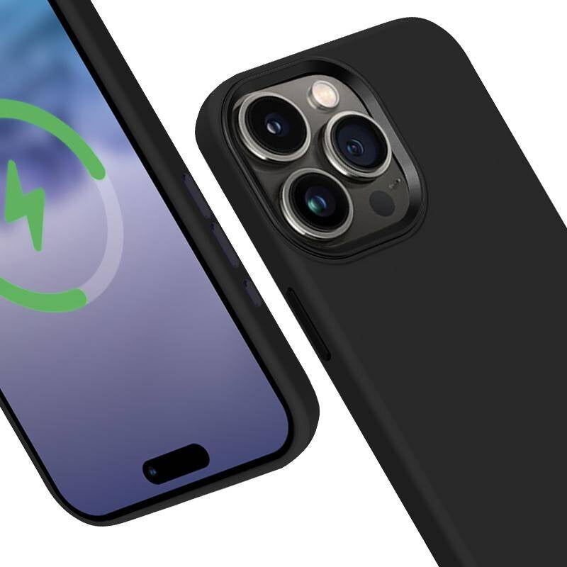 Crong iPhone 15 Pro Color Cover Lux Magnetic - Θήκη Σιλικόνης με MagSafe - Black