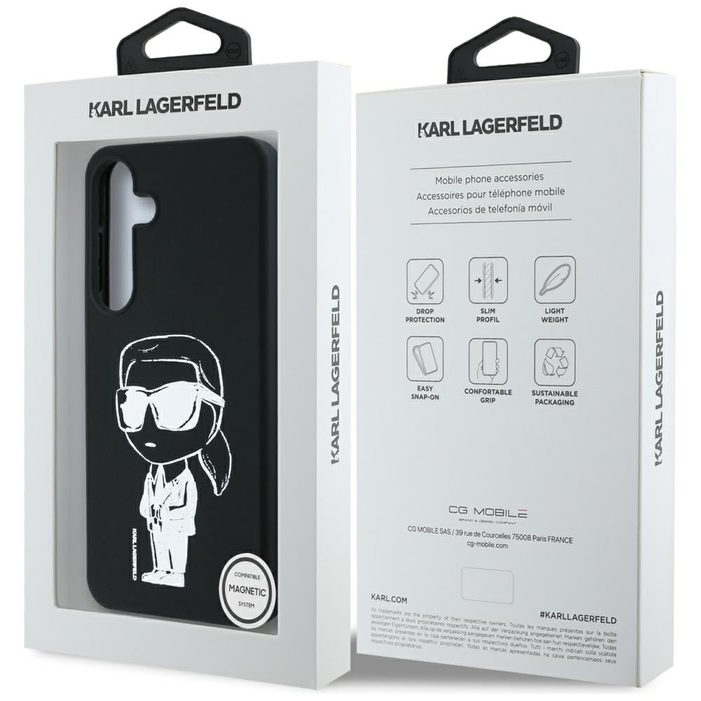 Karl Lagerfeld Samsung Galaxy S25 - Silicone Graffiti Ikonik Printed Logo - Σκληρή Θήκη Σιλικόνης με MagSafe - Black - KLHMS25SPNYKGRTK