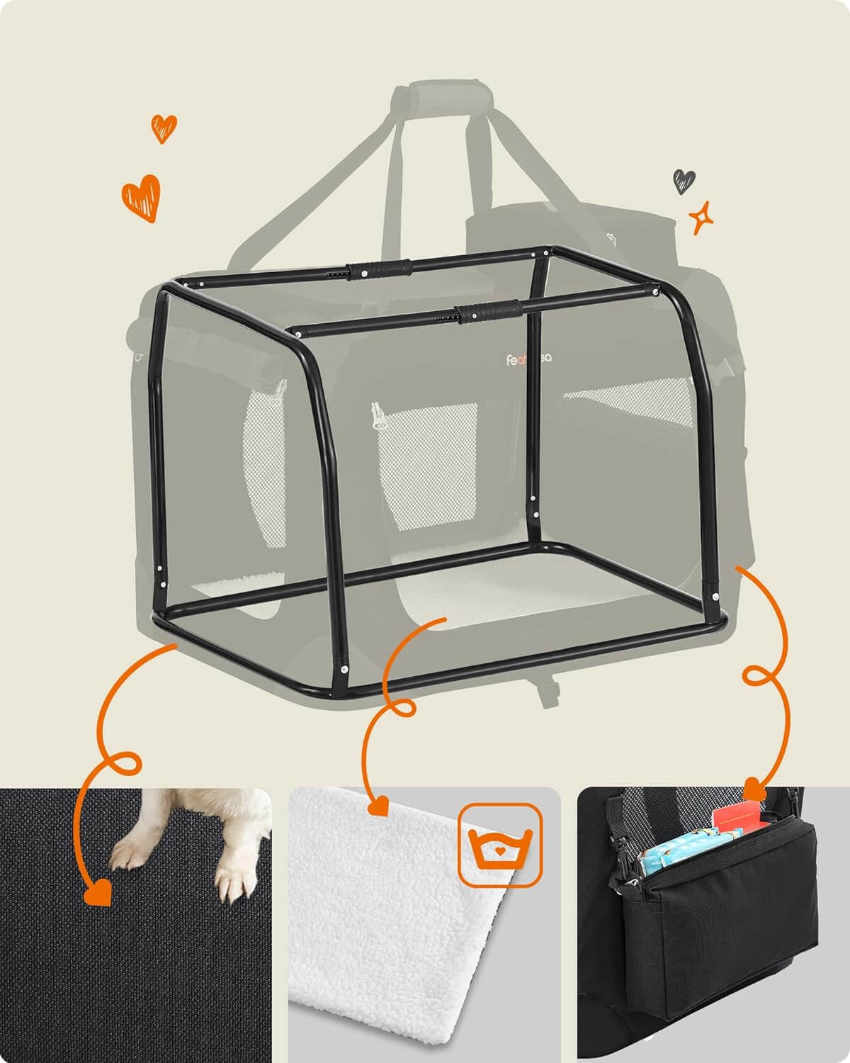 Feandrea Τσάντα Μεταφοράς για Κατοικίδια Ζώα - 50 x 35 x 35 cm - Black - PDC50H