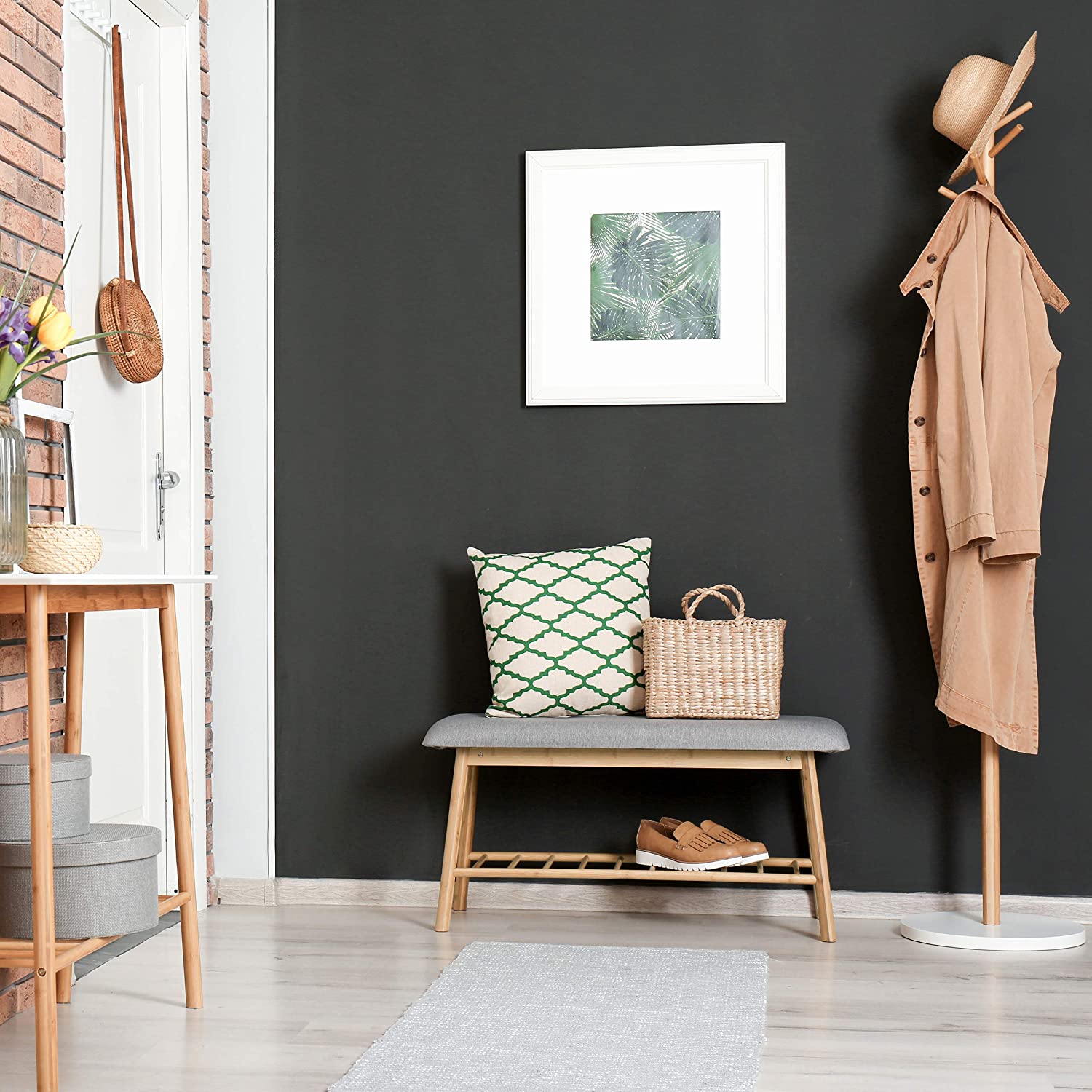 Relaxdays Πάγκος Παπουτσιών από Μπαμπού για 4 Ζευγάρια Παπουτσιών - Grey / Natural - 4052025223403