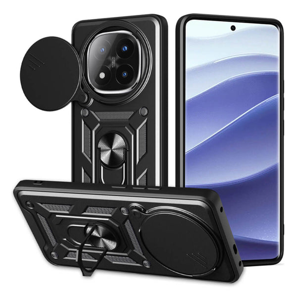 Techsuit Xiaomi Redmi Note 14 Pro+ 5G - CamShield - Σκληρή Θήκη με Προστασία Καμερών και Δαχτυλίδι Συγκράτησης - Black - likebrands.gr