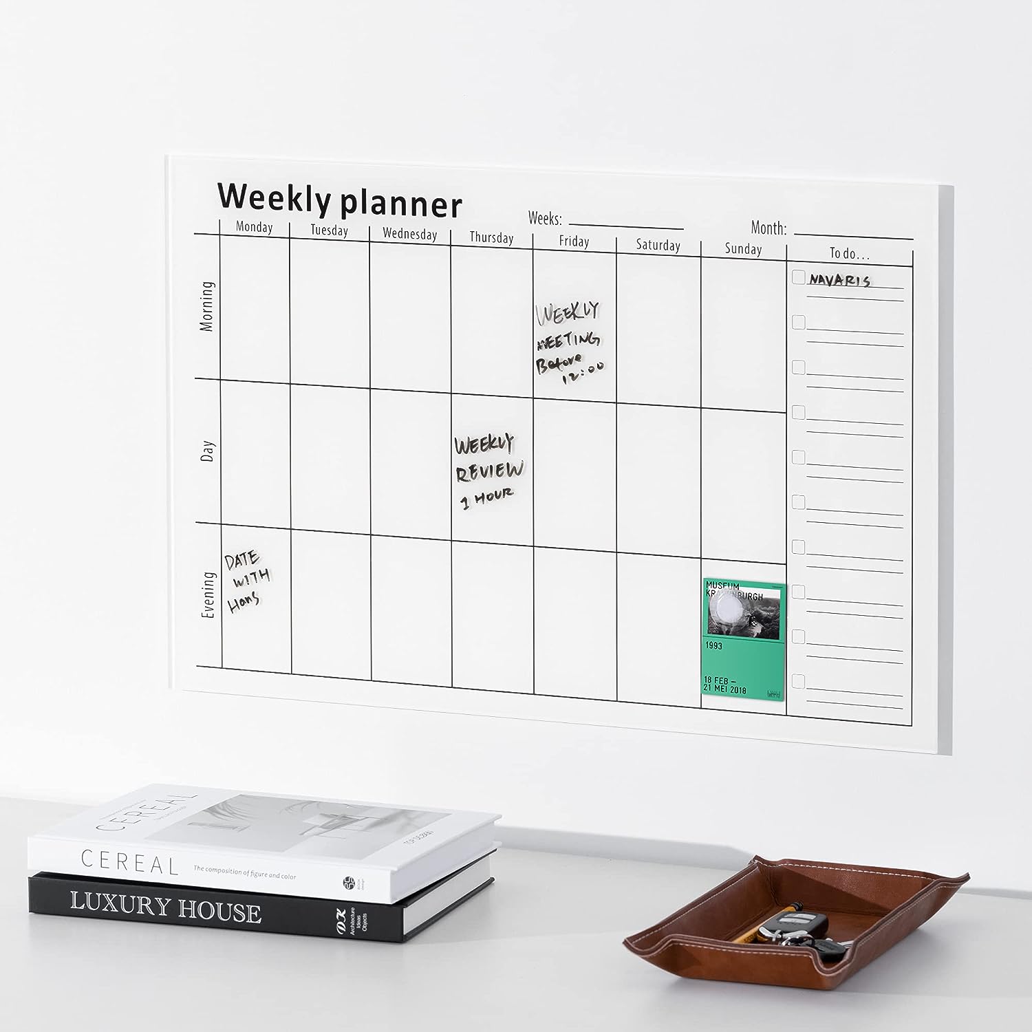 Navaris Μαγνητικός Γυάλινος Πίνακας Εβδομαδιαίου Χρονοδιαγράμματος - 60 x 40cm - White - 53999.02‎