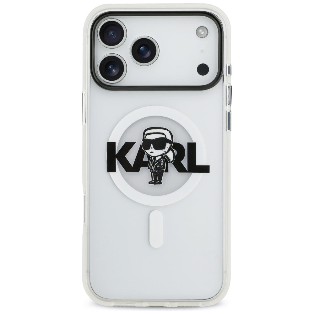 Karl Lagerfeld iPhone 17 Pro Max - IML Karl Sketch Logo MagSafe - Σκληρή Θήκη με Πλαίσιο Σιλικόνης - Clear - KLHMP17XHGKIGKBT