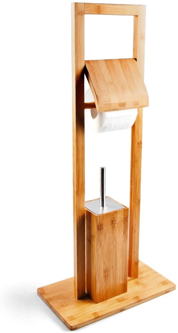 Relaxdays Ξύλινo Σετ με Πιγκάλ και Βάση για Χαρτί Τουαλέτας - 82 x 36 x 21 cm - Brown - 4052025171605