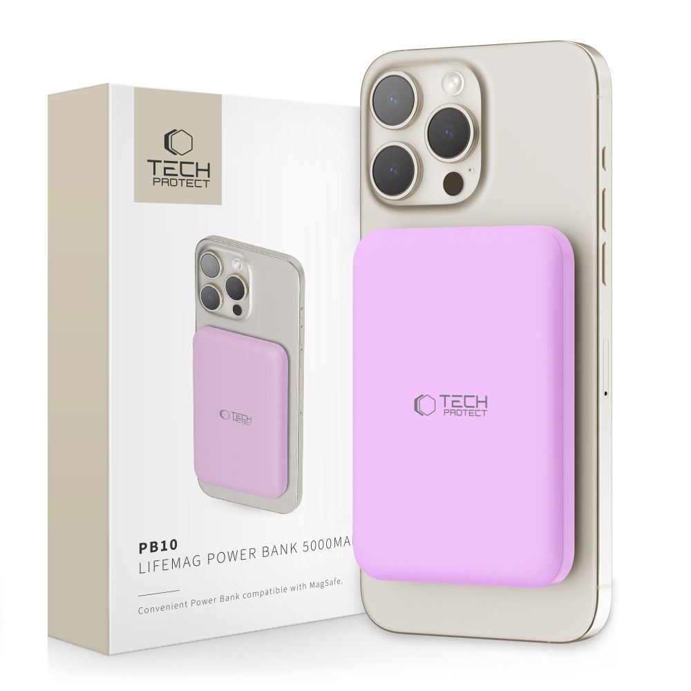 Tech-Protect PB10 Lifemag MagSafe PowerBank Μαγνητικό PowerBank Κινητού 5000 mAh - Lilac