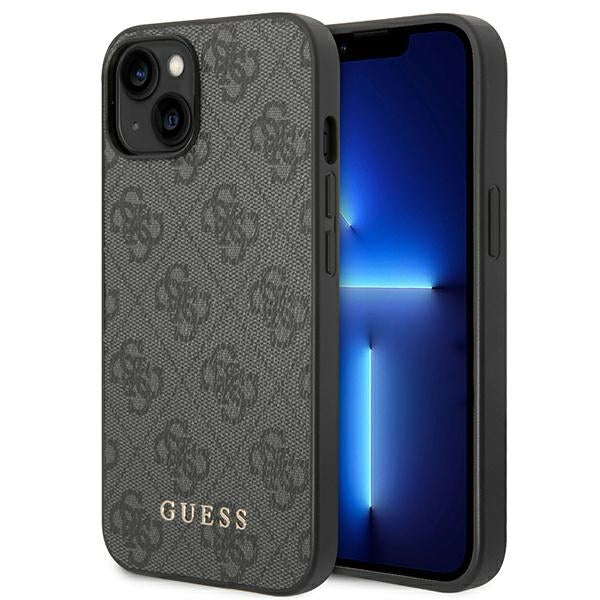 Guess iPhone 14 4G Saffiano Θήκη με Επένδυση Συνθετικού Δέρματος - Grey - GUHCP14SG4GFGR