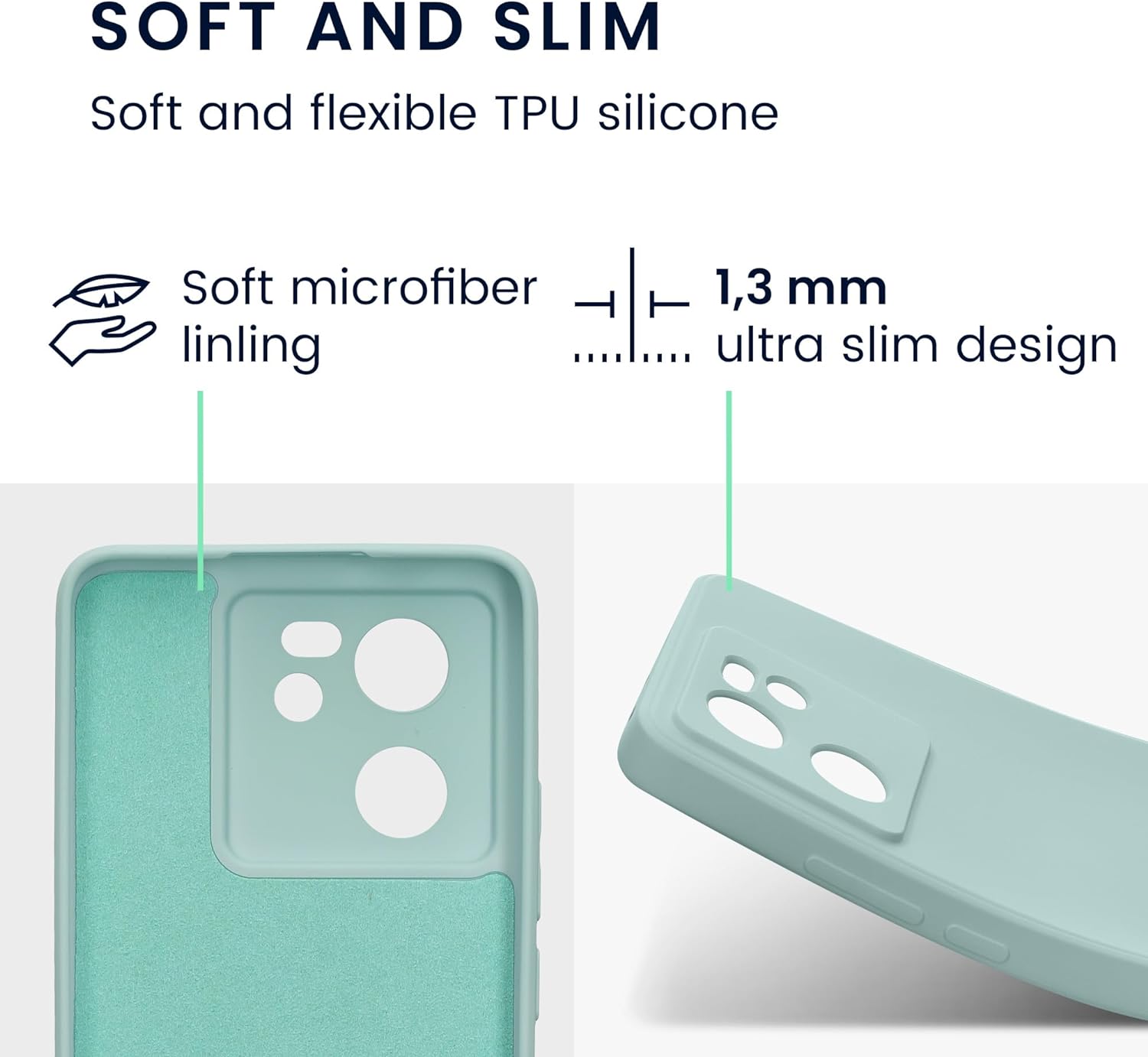 KW Xiaomi 13T / 13T Pro Λεπτή Θήκη Σιλικόνης Rubberized TPU - Cool Mint