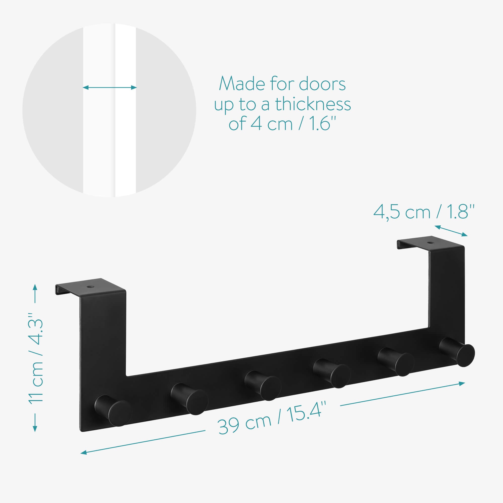 Navaris Κρεμάστρα Πόρτας από Ανοξείδωτο Ατσάλι - Black - 54828.01