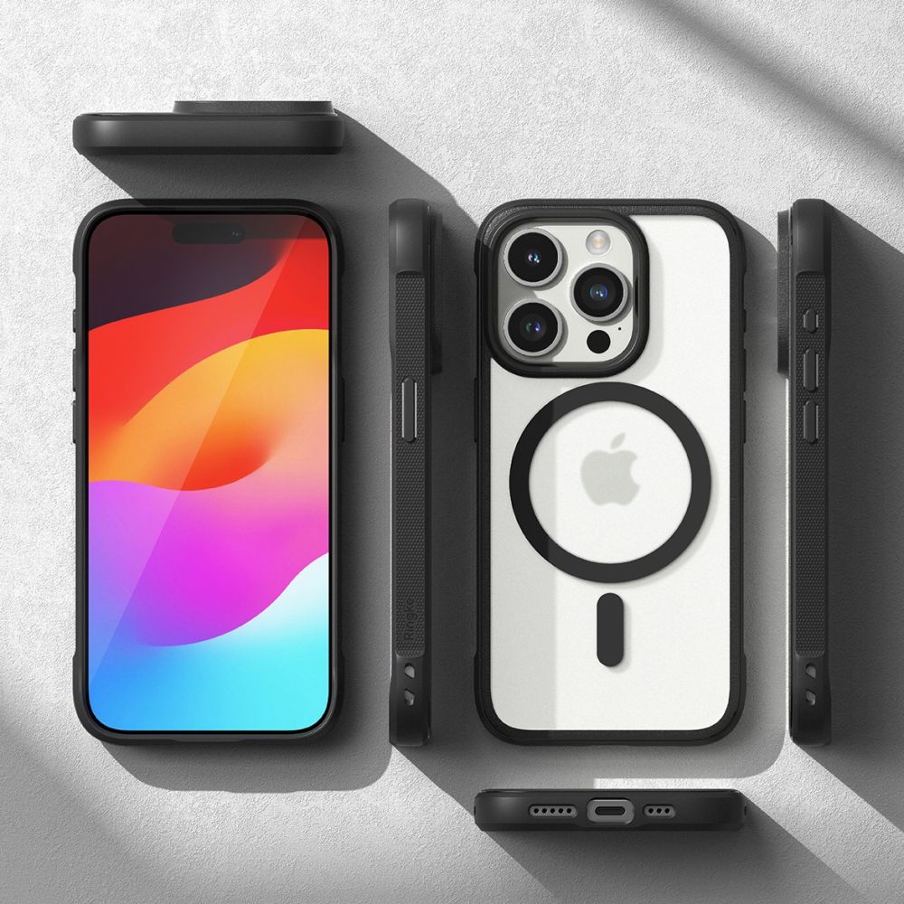 Ringke iPhone 15 Pro Max Fusion Bold MagSafe Σκληρή Θήκη με Πλαίσιο Σιλικόνης και MagSafe - Matte Black / Διάφανη
