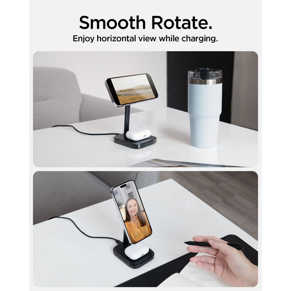 Spigen PF2100 Arcfield MagFit 7.5W Βάση Ασύρματης Φόρτισης MagSafe για Smartphones και Airpods - Black