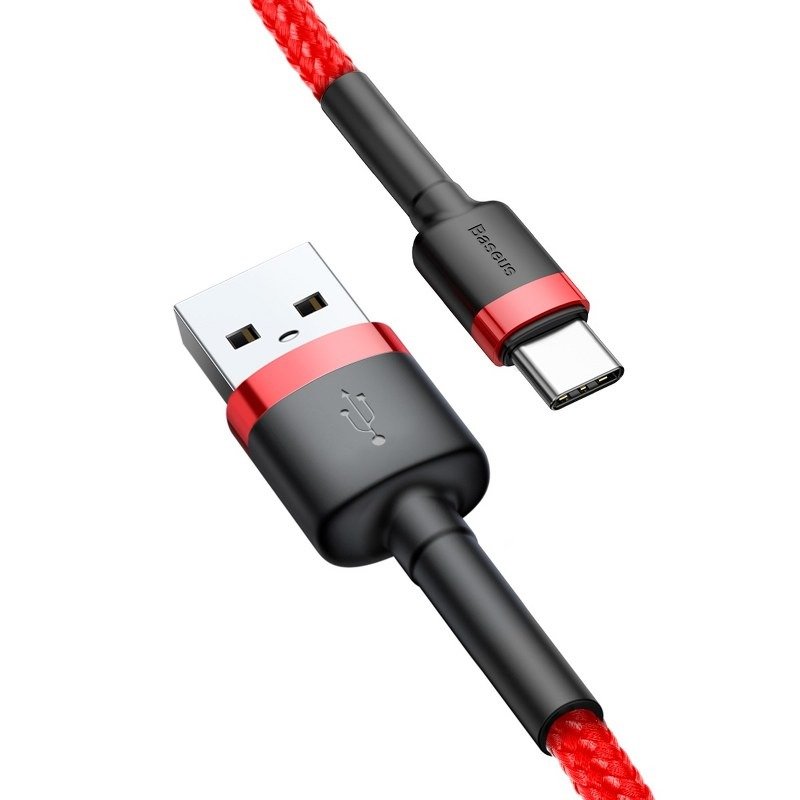 Baseus Cafule Cable Type-C 3A - Καλώδιο Γρήγορης Φόρτισης Type-C 1M - Red - CATKLF-B09