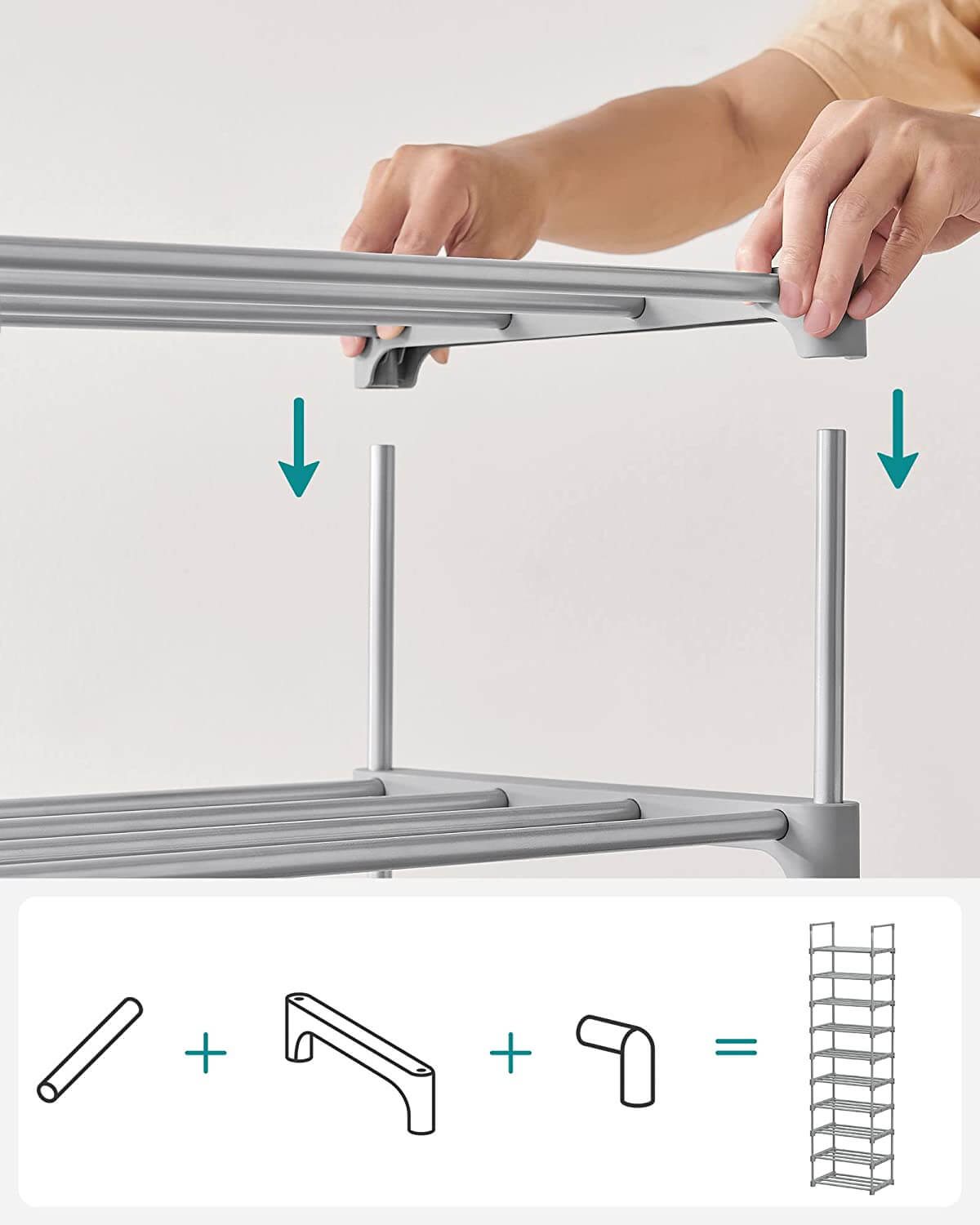 Songmics Μεταλλική Παπουτσοθήκη με 10 Ράφια - Grey - LSA025G02