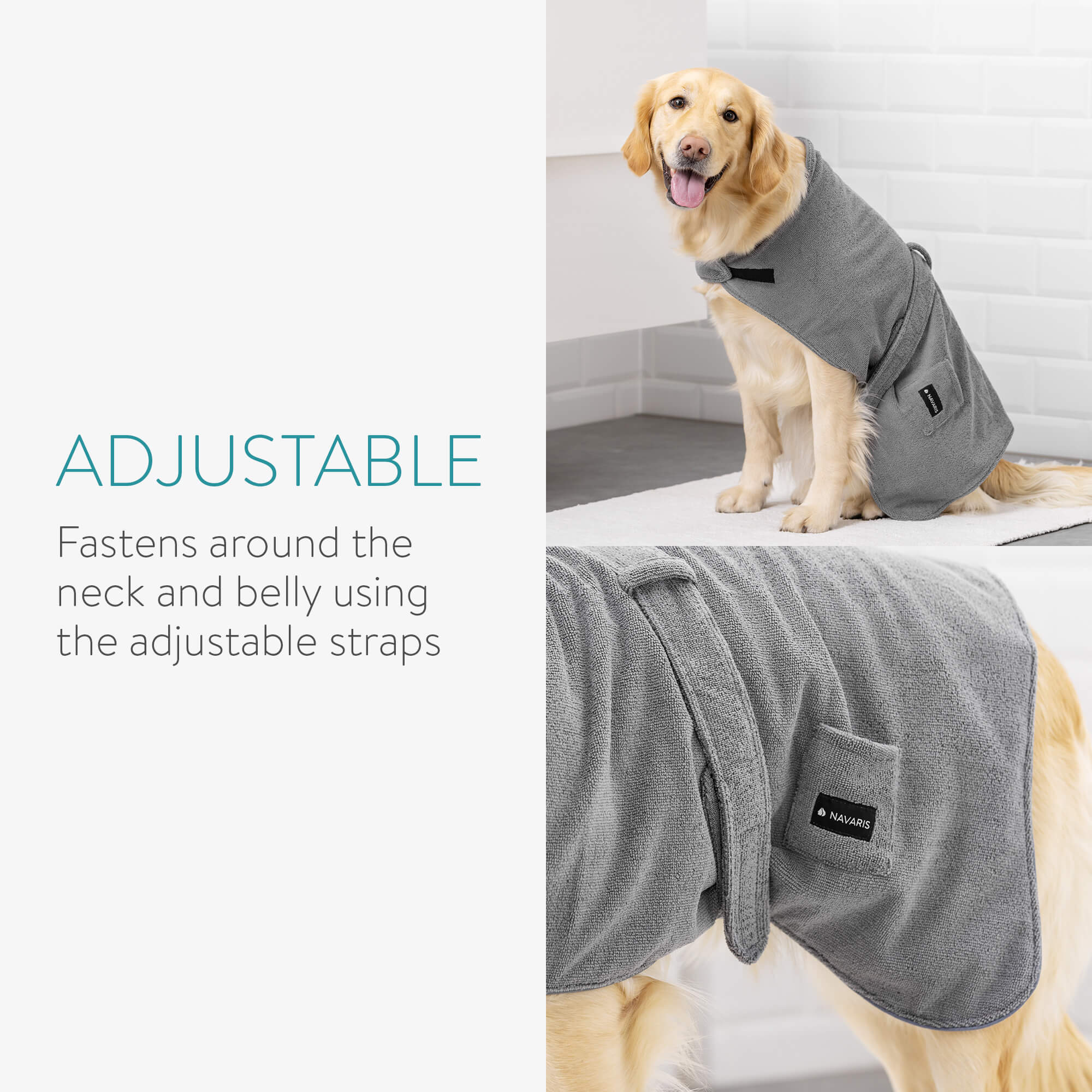 Navaris Μπουρνούζι Σκύλου - L - Grey - 56089.22.3