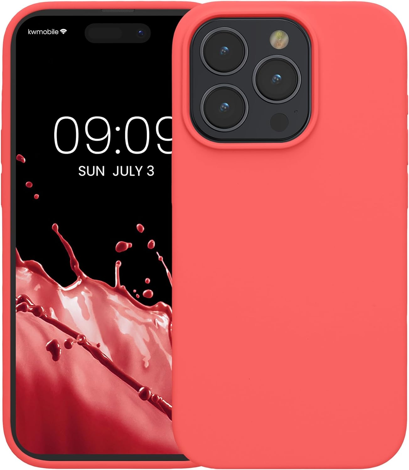 KW iPhone 15 Pro Θήκη Σιλικόνης Rubberized TPU - Neon Coral