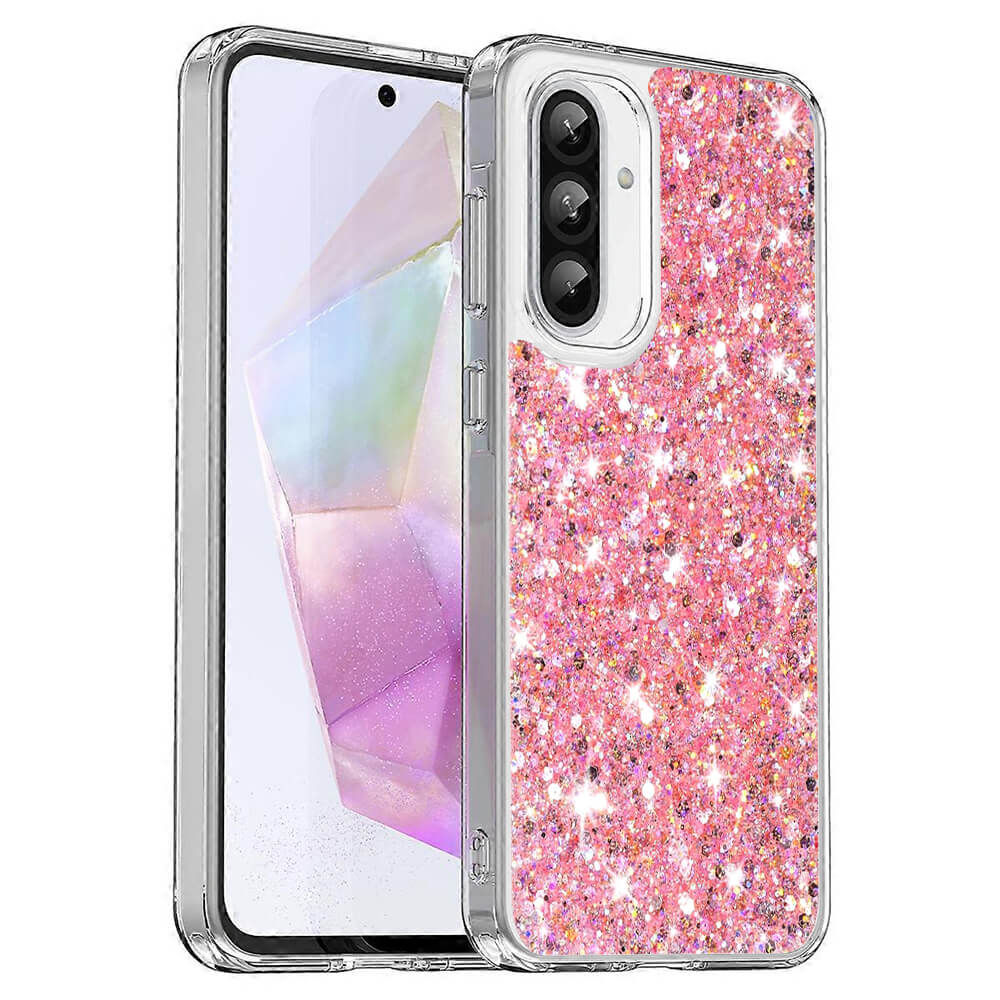 Techsuit Samsung Galaxy A36 5G / A56 5G - Sparkly Glitter - Σκληρή Θήκη με Πλαίσιο Σιλικόνης - Pink