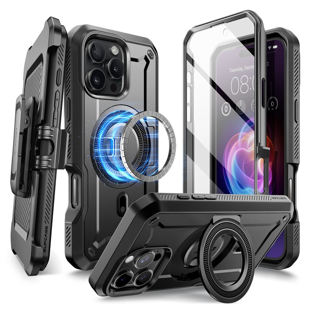 Supcase iPhone 16 Pro Max - UB Pro Mag Σκληρή Θήκη με Προστασία Οθόνης και Stand με MagSafe - Black