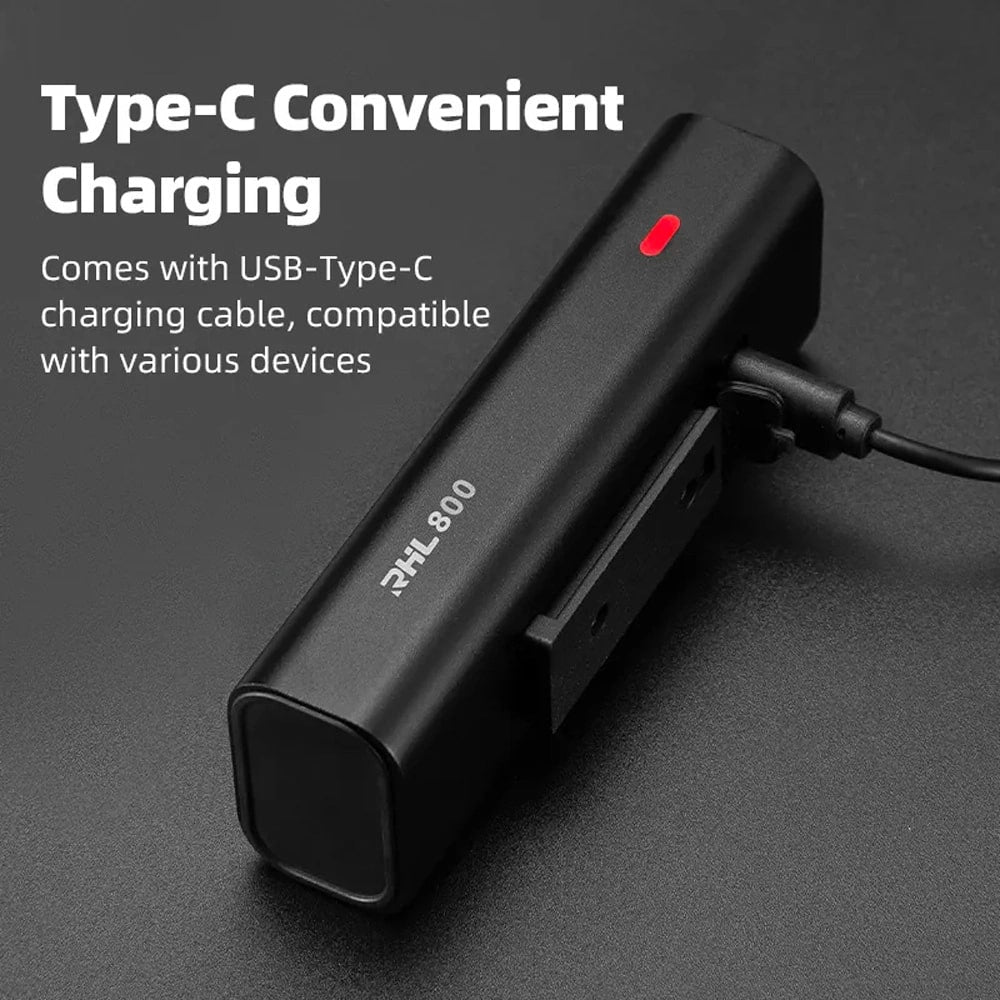 Rockbros 24710012001 Μπροστινό Φως Ποδηλάτου 800lm με Καλώδιο Φορτιστής Type-C to USB - Black