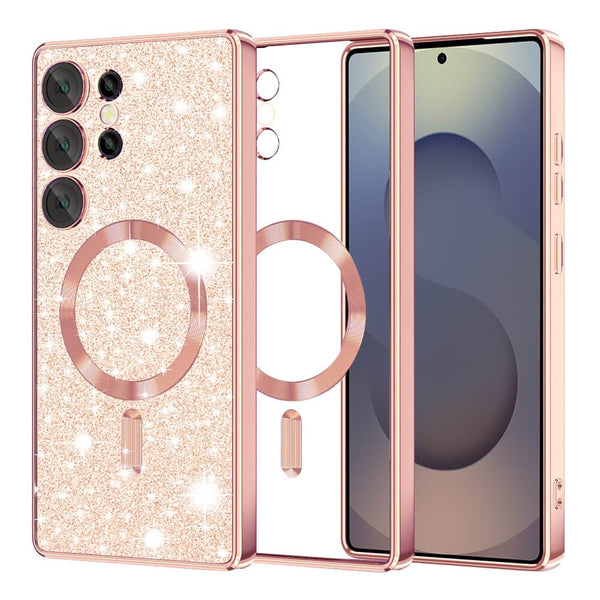 Techsuit Samsung Galaxy S25 Ultra - Luxury Glitter MagSafe - Θήκη Σιλικόνης - Rose Gold
