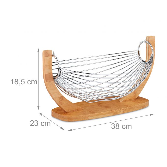 Relaxdays Καλάθι Φρούτων από Μπαμπού και Ανοξείδωτο Ατσάλι - Brown / Silver - 4052025288501