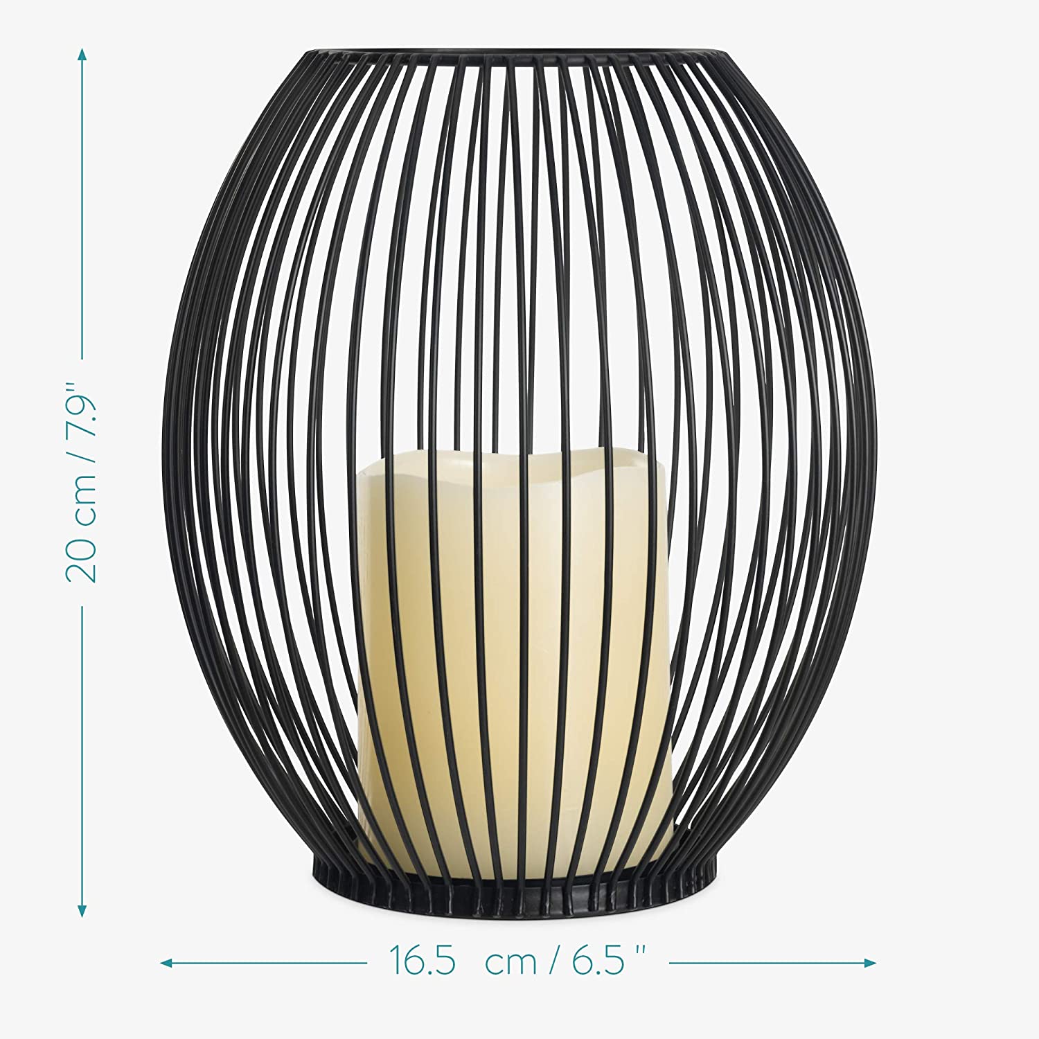 Navaris Μεταλλική Βάση με Κερί LED και τηλεχειριστήριο - Medium - Black - 53306.02.01