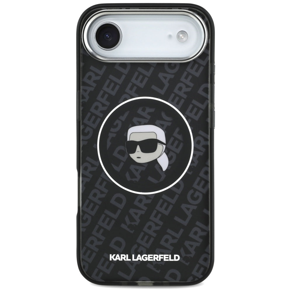 Karl Lagerfeld iPhone Air - IML Karl Head Logo MagSafe - Σκληρή Θήκη με Πλαίσιο Σιλικόνης - Black - KLHMP17MHMKBKHOK