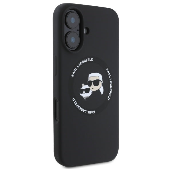 Karl Lagerfeld iPhone 16 - Silicone Karl and Choupette Heads - Θήκη Σιλικόνης με MagSafe - Black - KLHMP16SSKCHTCK