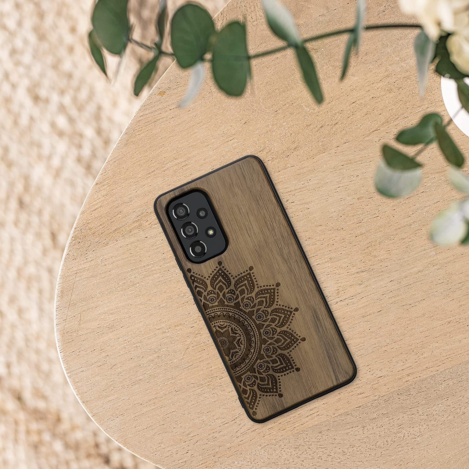 KW Samsung Galaxy A53 5G Θήκη από Φυσικό Ξύλο - Design Rising Sun - Dark Brown - 58317.01