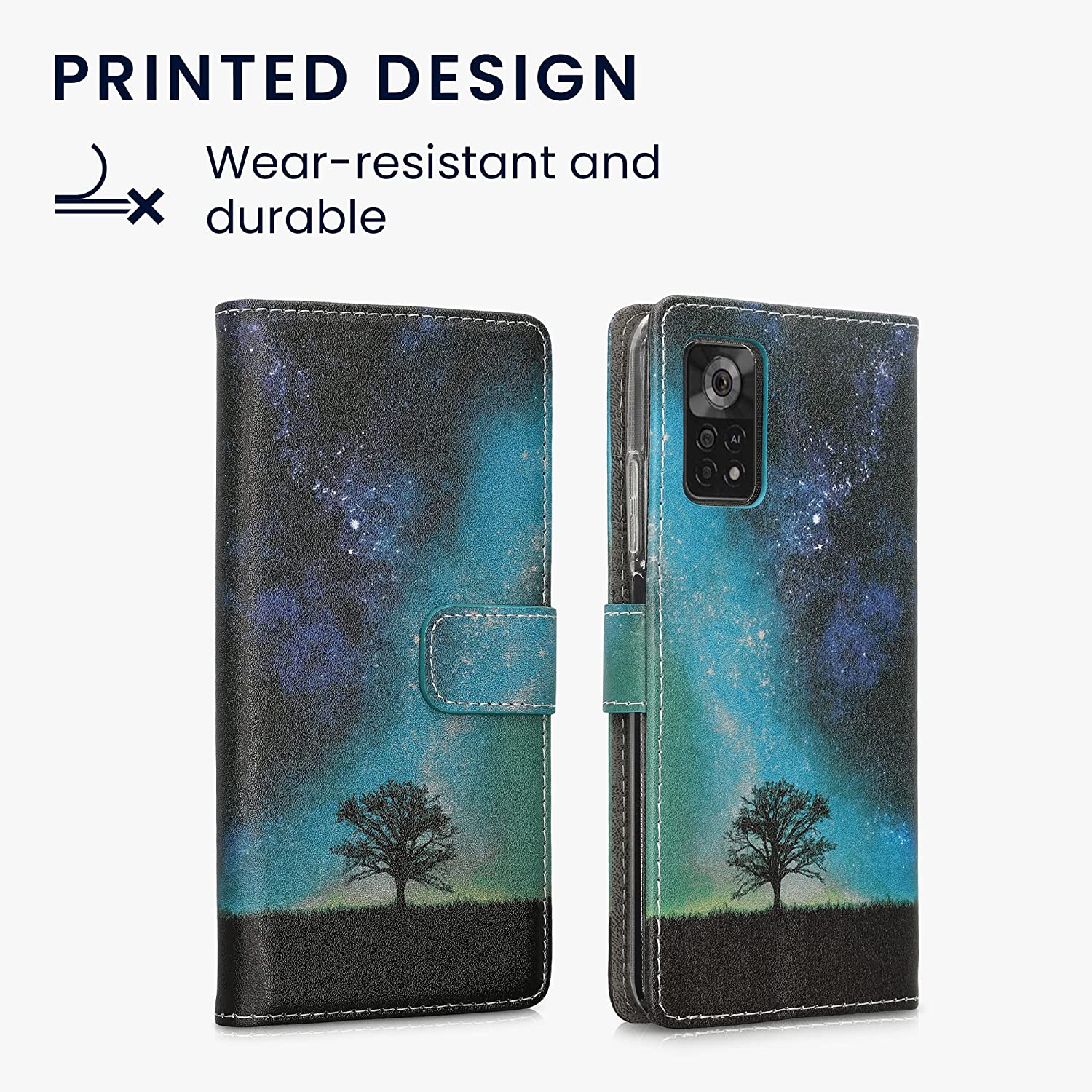 KW Xiaomi Poco X4 Pro 5G Θήκη Πορτοφόλι Stand - Design Cosmic Nature - Blue / Grey / Black - 57986.01