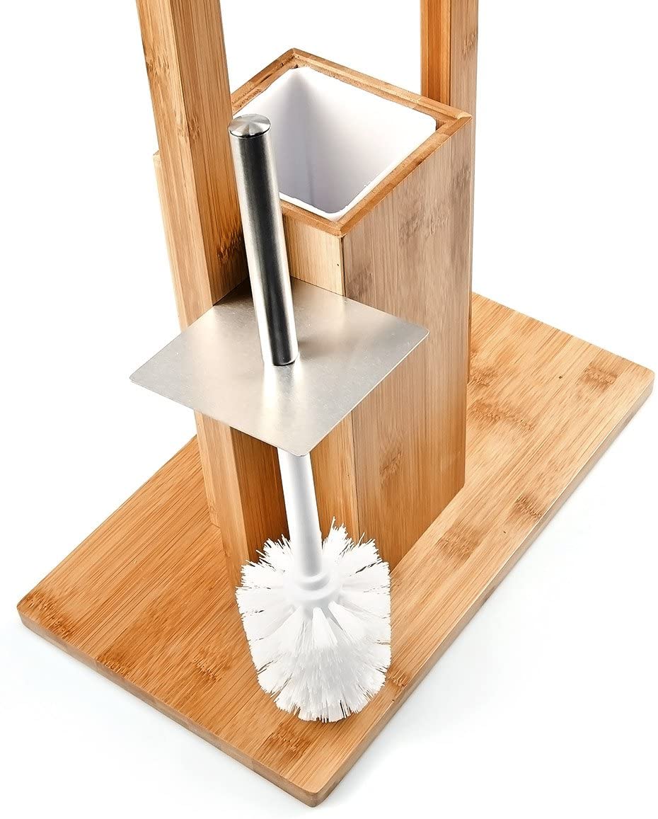 Relaxdays Ξύλινo Σετ με Πιγκάλ και Βάση για Χαρτί Τουαλέτας - 82 x 36 x 21 cm - Brown - 4052025171605