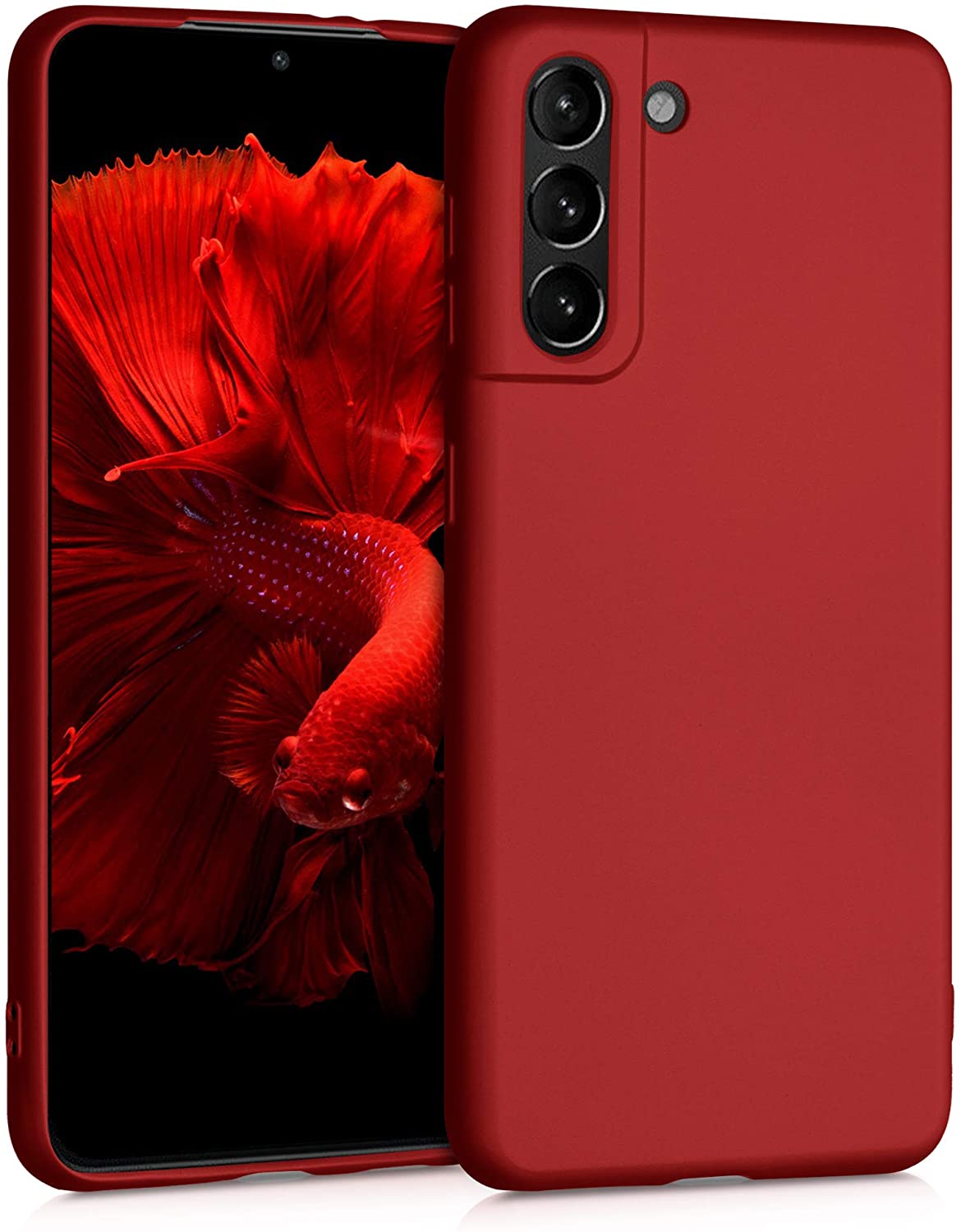 KW Samsung Galaxy S21 Θήκη Σιλικόνης - Metallic Dark Red - 54057.36