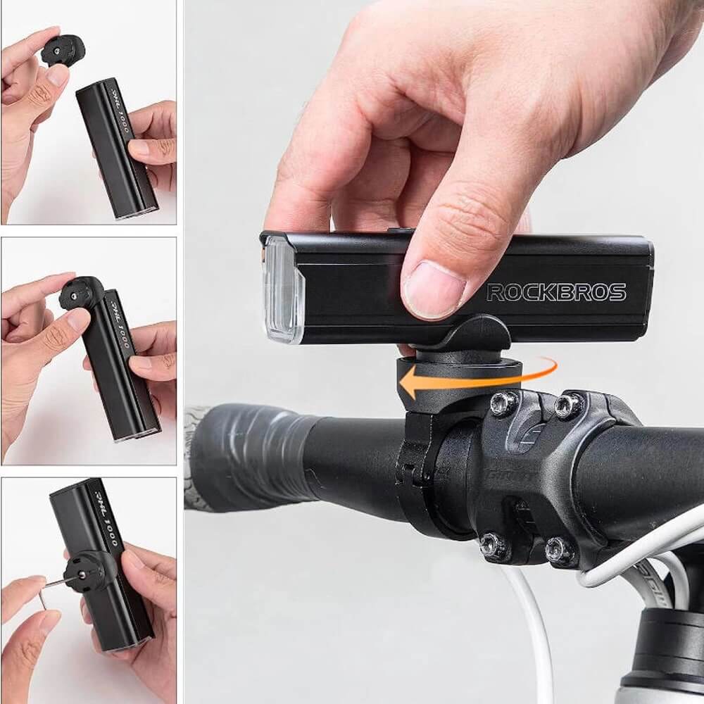 Rockbros 24610002001 Μπροστινό Φως Ποδηλάτου 1000lm με Καλώδιο Type-C to USB - Black
