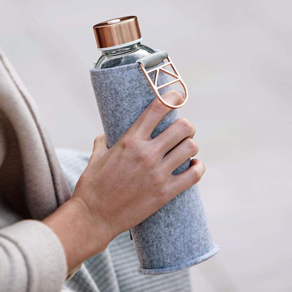 Equa Mismatch Rose Gold Γυάλινο Μπουκάλι Νερού με Θήκη από Τσόχα - 750ml - Rose Gold / Διάφανο