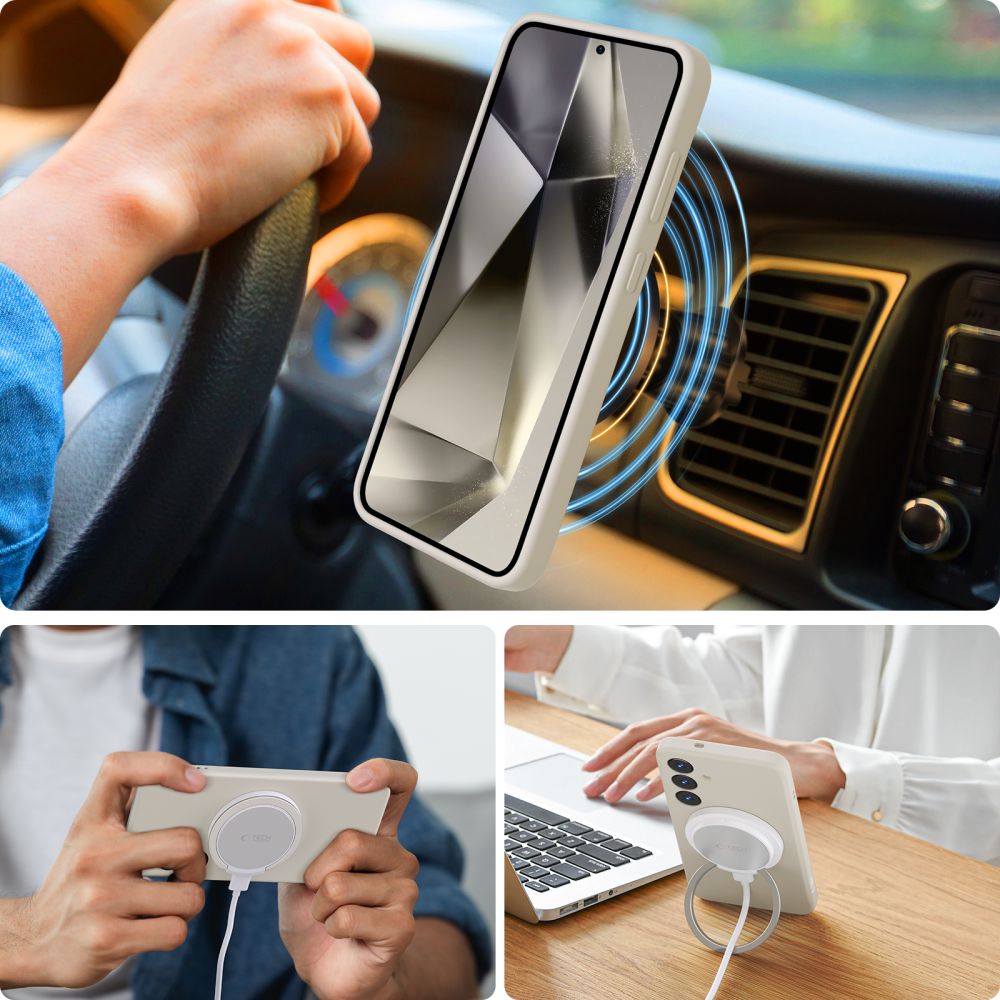 Tech-Protect Samsung Galaxy S25 Liquid Silicone - MagSafe Θήκη Σιλικόνης TPU - Cosmic Latte