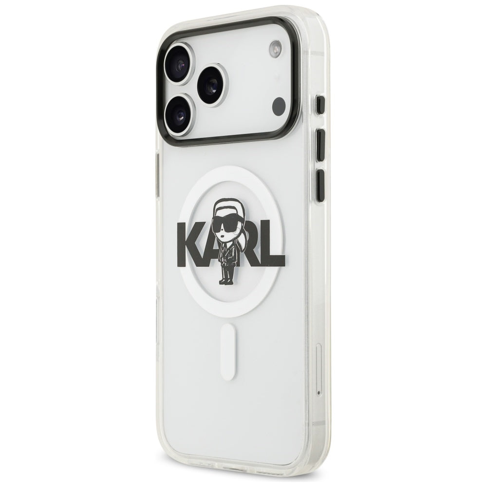 Karl Lagerfeld iPhone 17 Pro Max - IML Karl Sketch Logo MagSafe - Σκληρή Θήκη με Πλαίσιο Σιλικόνης - Clear - KLHMP17XHGKIGKBT