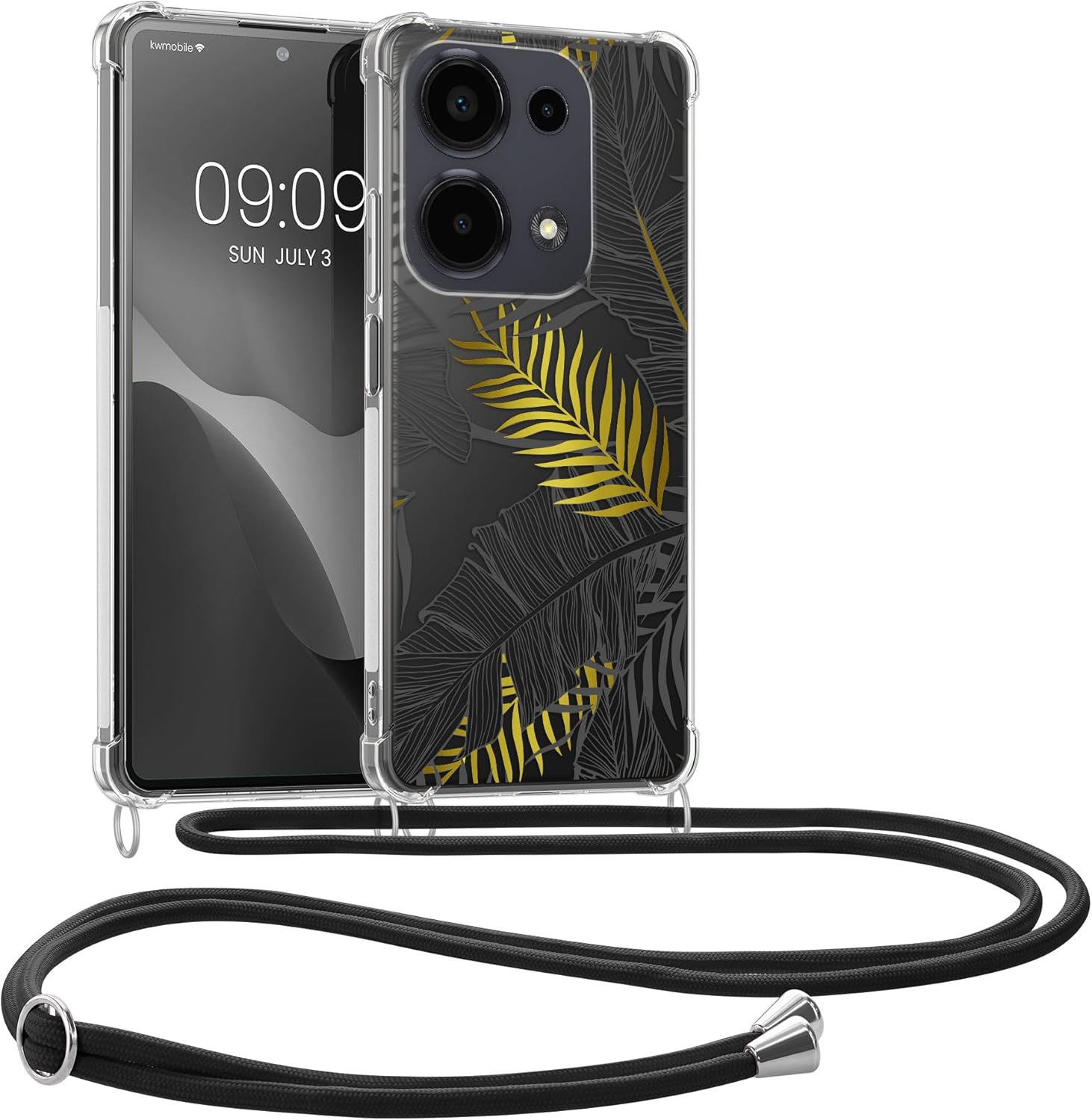 KW Xiaomi Redmi Note 13 Pro 4G Θήκη Σιλικόνης TPU με Λουράκι - Design Jungle - Yellow / Grey / Διάφανη