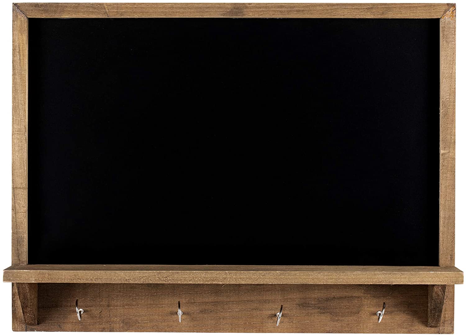 Navaris Μαυροπίνακας με Ξύλινο Ράφι και 4 Άγκιστρα - Brown - 52600.01.1