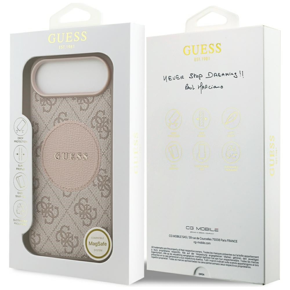 Guess iPhone Air - 4G Circle Classic Logo MagSafe - Θήκη με Επένδυση Συνθετικού Δέρματος - Pink - GUHMP17MP4PGRSGP