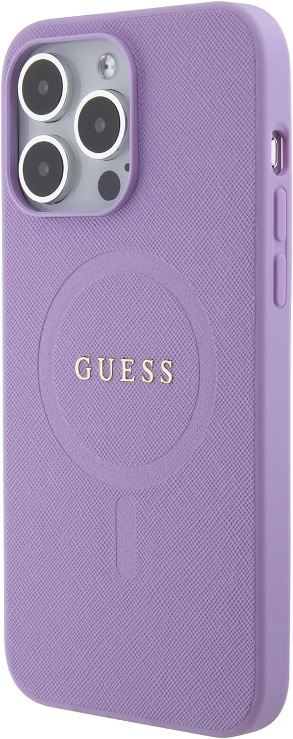 Guess iPhone 15 Pro Max Saffiano MagSafe Σκληρή Θήκη με Πλαίσιο Σιλικόνης και MagSafe - Purple - GUHMP15XPSAHMCU