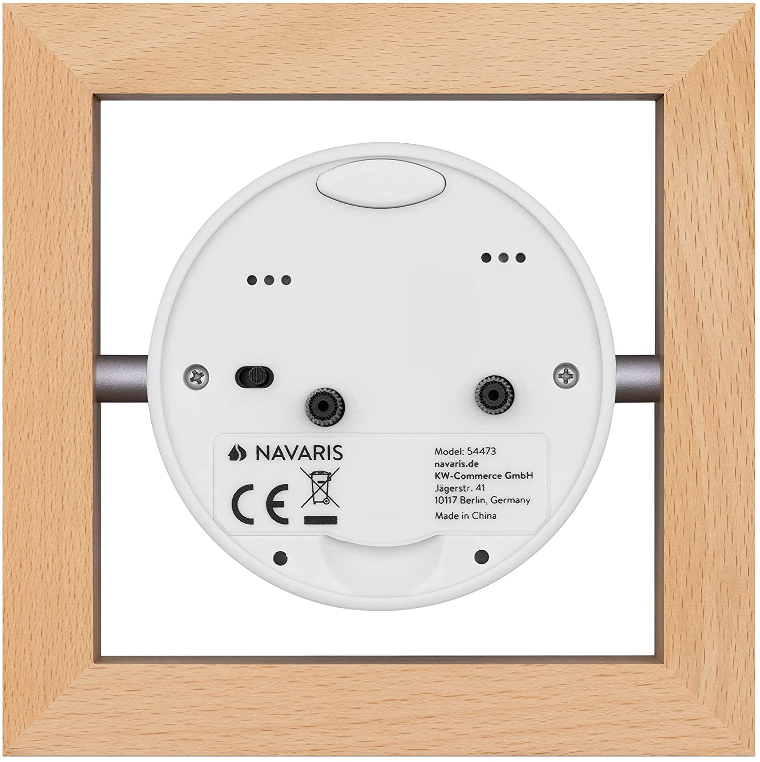 Navaris Analogue Wood Alarm Clock Design Square - Αναλογικό Επιτραπέζιο Ρολόι και Ξυπνητήρι - Light Brown / Black - 54473.24.02