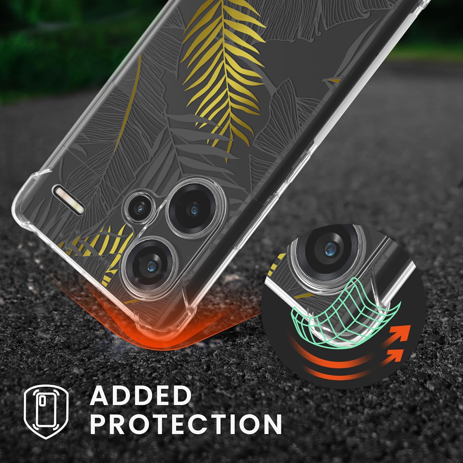 KW Xiaomi Redmi Note 13 Pro+ 5G Θήκη Σιλικόνης TPU με Λουράκι - Design Jungle - Yellow / Grey / Διάφανη