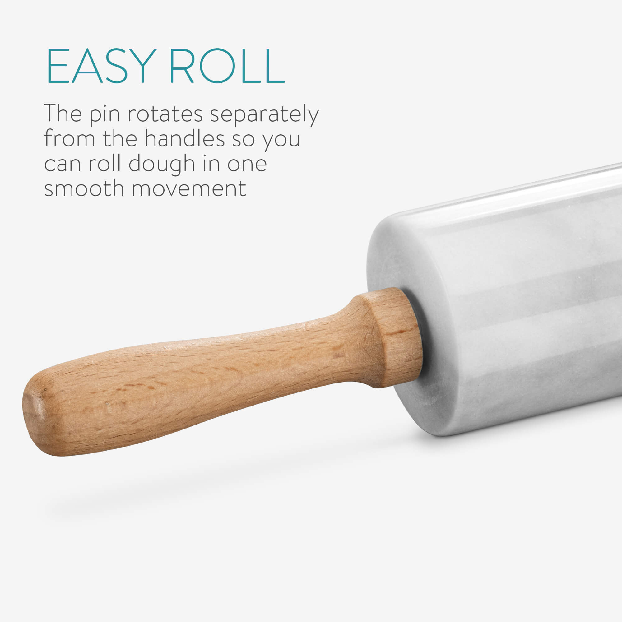 Navaris Πλάστης από Μάρμαρο με Ξύλινες Λαβές και Stand - White / Brown - 55002.01.02