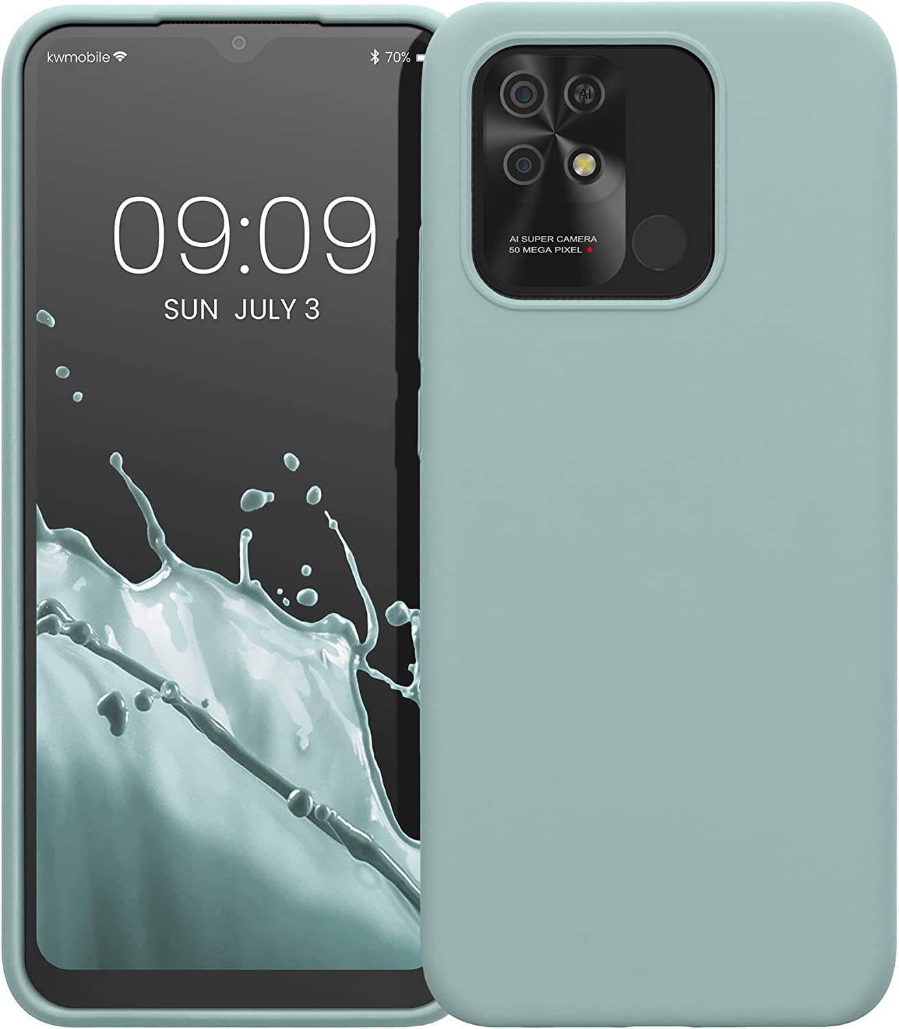 KW Xiaomi Redmi 10C Θήκη Σιλικόνης Rubberized TPU - Mint Green - 59230.71