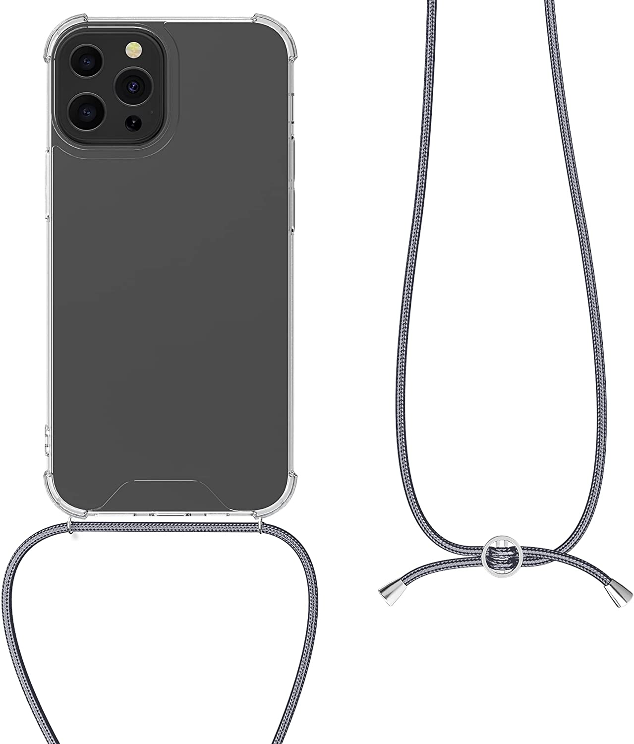 KW iPhone 13 Pro Θήκη Σιλικόνης TPU με Λουράκι - Διάφανη / Grey - 55963.22