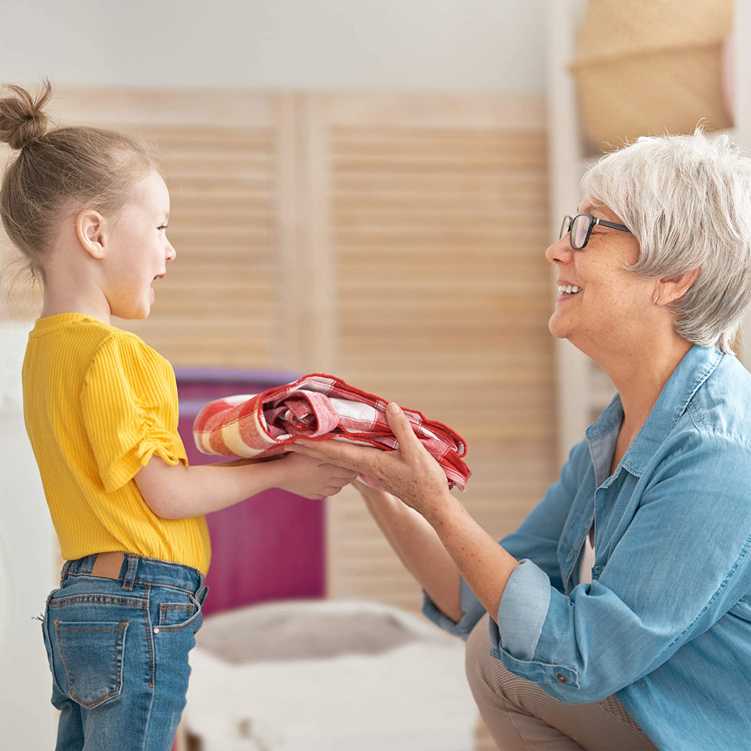 Relaxdays Πτυσσόμενο Στρόγγυλο Καλάθι Απλύτων από Μπαμπού με Καπάκι - Creme - 4052025918415