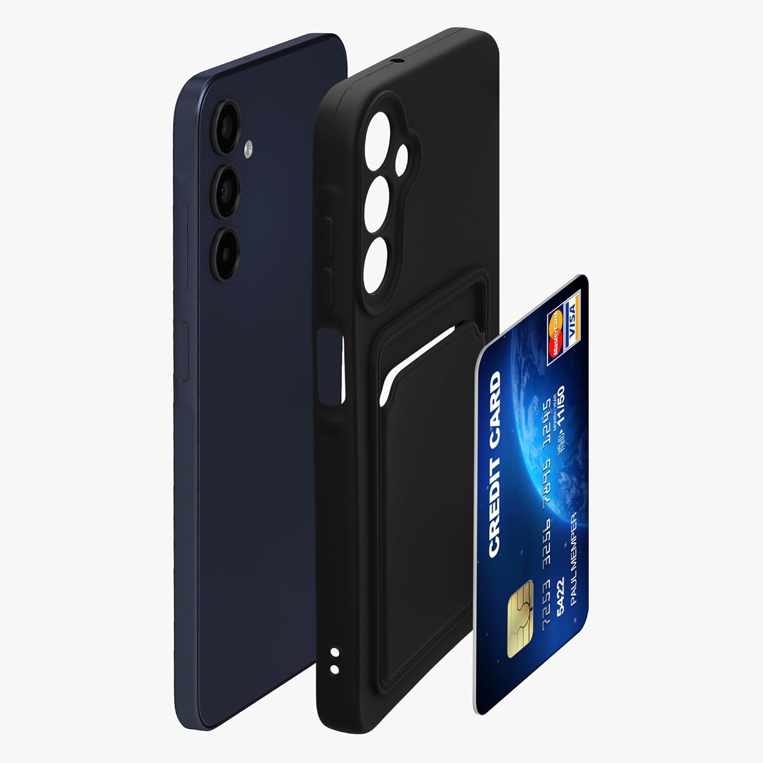 KW Samsung Galaxy A15 4G / A15 5G Θήκη Σιλικόνης TPU με Υποδοχή για Κάρτα - Black