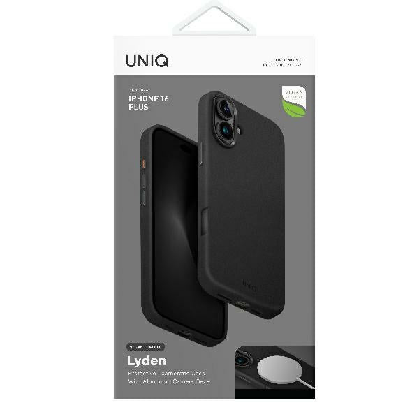 Uniq iPhone 16 Plus - Lyden MagClick - Σκληρή Θήκη με Επένδυση Συνθετικού Δέρματος και MagSafe - Dallas Black