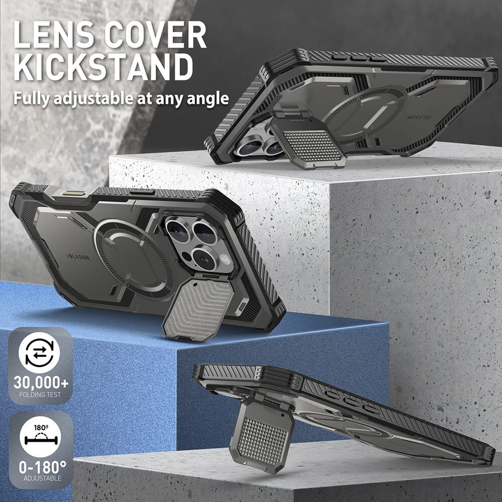 Supcase iPhone 16 Pro Max Armorbox MagSafe Σκληρή Θήκη με Προστασία Οθόνης και Κάλυμμα Κάμερας / Stand - Titan Gray