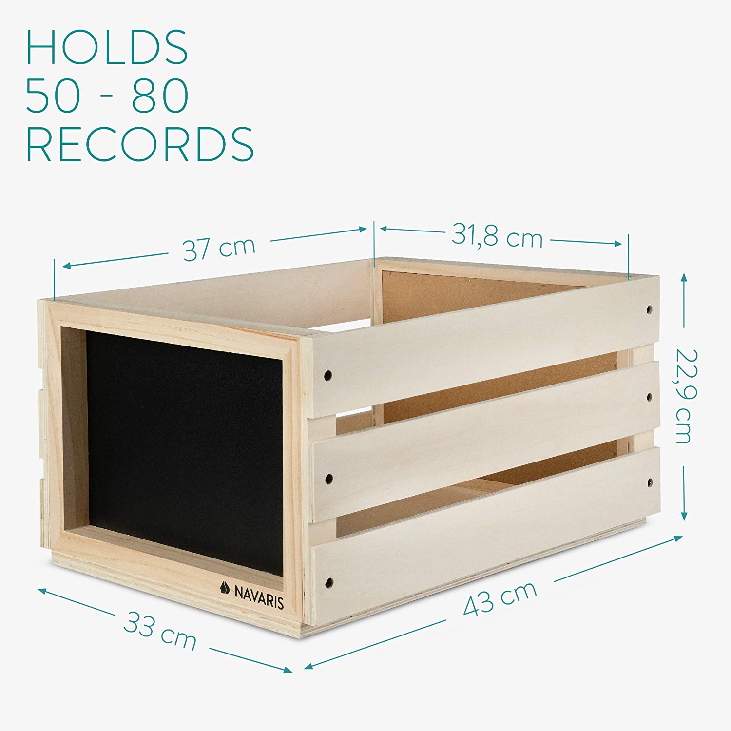 Navaris Ξύλινο Κουτί Αποθήκευσης με Πίνακα Κιμωλίας - Natural - 53026.01.24