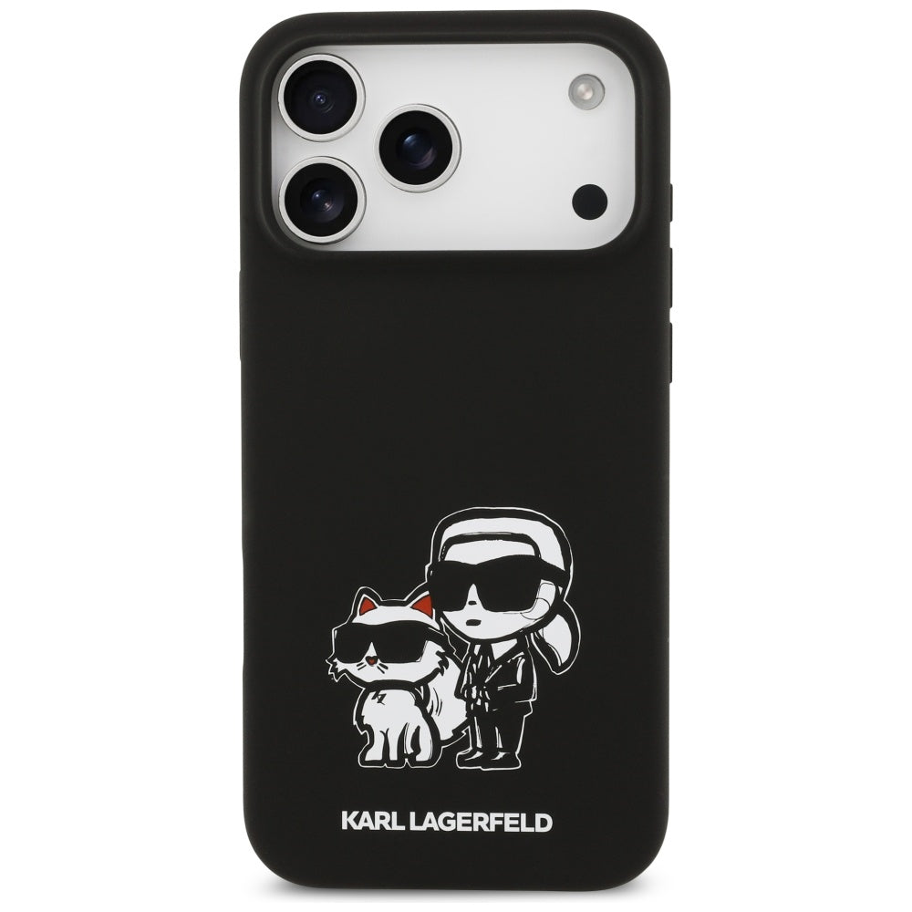 Karl Lagerfeld iPhone 17 Pro Max - Silicone K/C Sketch and Logo MagSafe - Σκληρή Θήκη με Πλαίσιο Σιλικόνης - Black - KLHMP17XSKCGRGOK